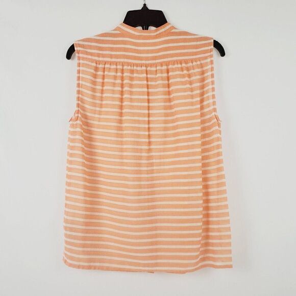 J. Crew 6 SMALL peach stripe Sleeveless button front shirt - Picture 2 of 4